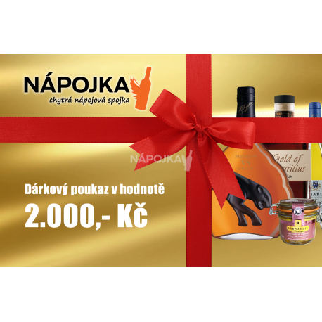 Elektronický dárkový poukaz Napojka.cz v hodnotě 2000 Kč