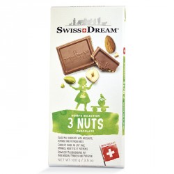 SwissDream švýcarská čokoláda se třemi druhy oříšků 100g