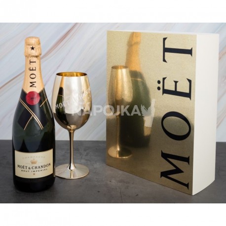 Moët & Chandon Brut Impérial 0,75l + zlatá sklenice dárková sada