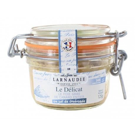 Larnaudie Whole duck foie gras Le Delicat se solí z Guérande 125g sklo