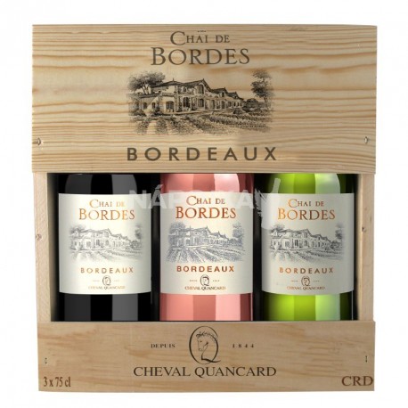 Bordeaux Chai de Bordes Rouge, Rosé, Blanc 3x0,75l wooden case