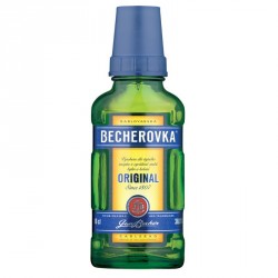 Becherovka 0,1l miniatura s kalíškem